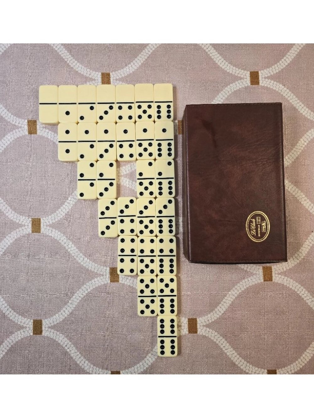 Vintage Le Club Bakelite Domino Set w/ Leather Case Missing 1 Piece